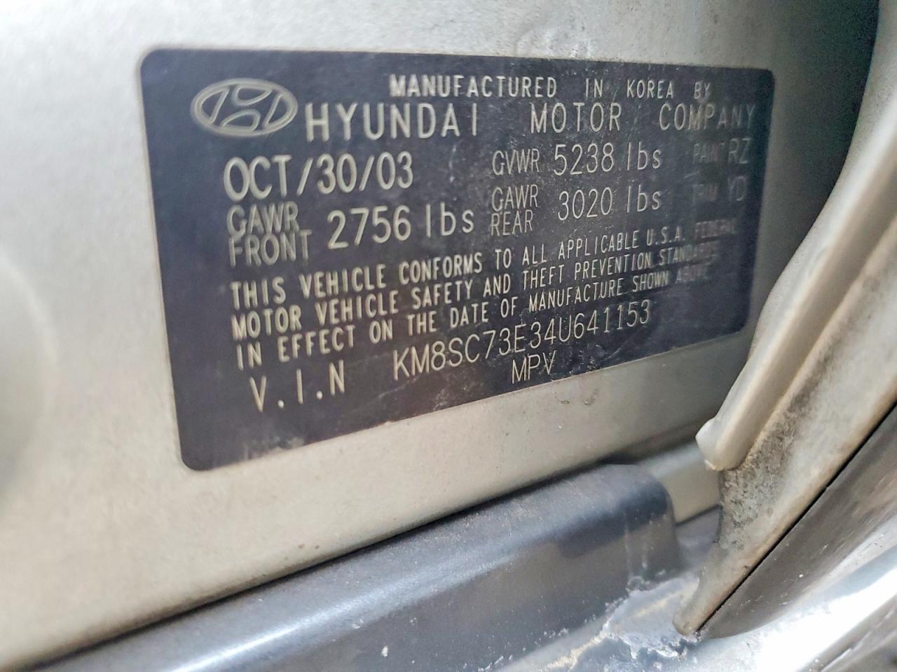2004 HYUNDAI SANTA FE GLS photo 13