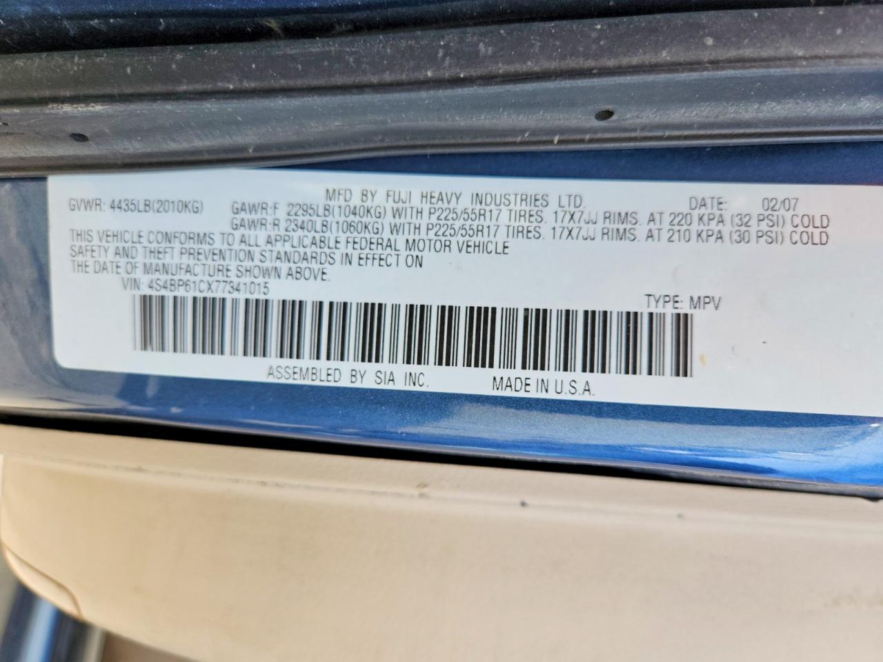 2007 SUBARU OUTBACK OUTBACK 2.5I photo 13