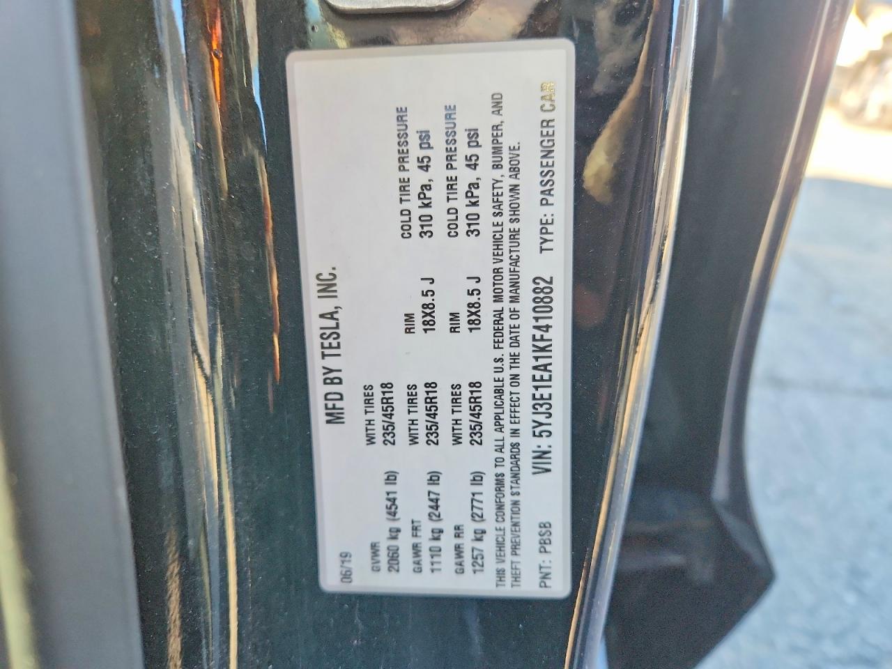 2019 TESLA MODEL 3 photo 12
