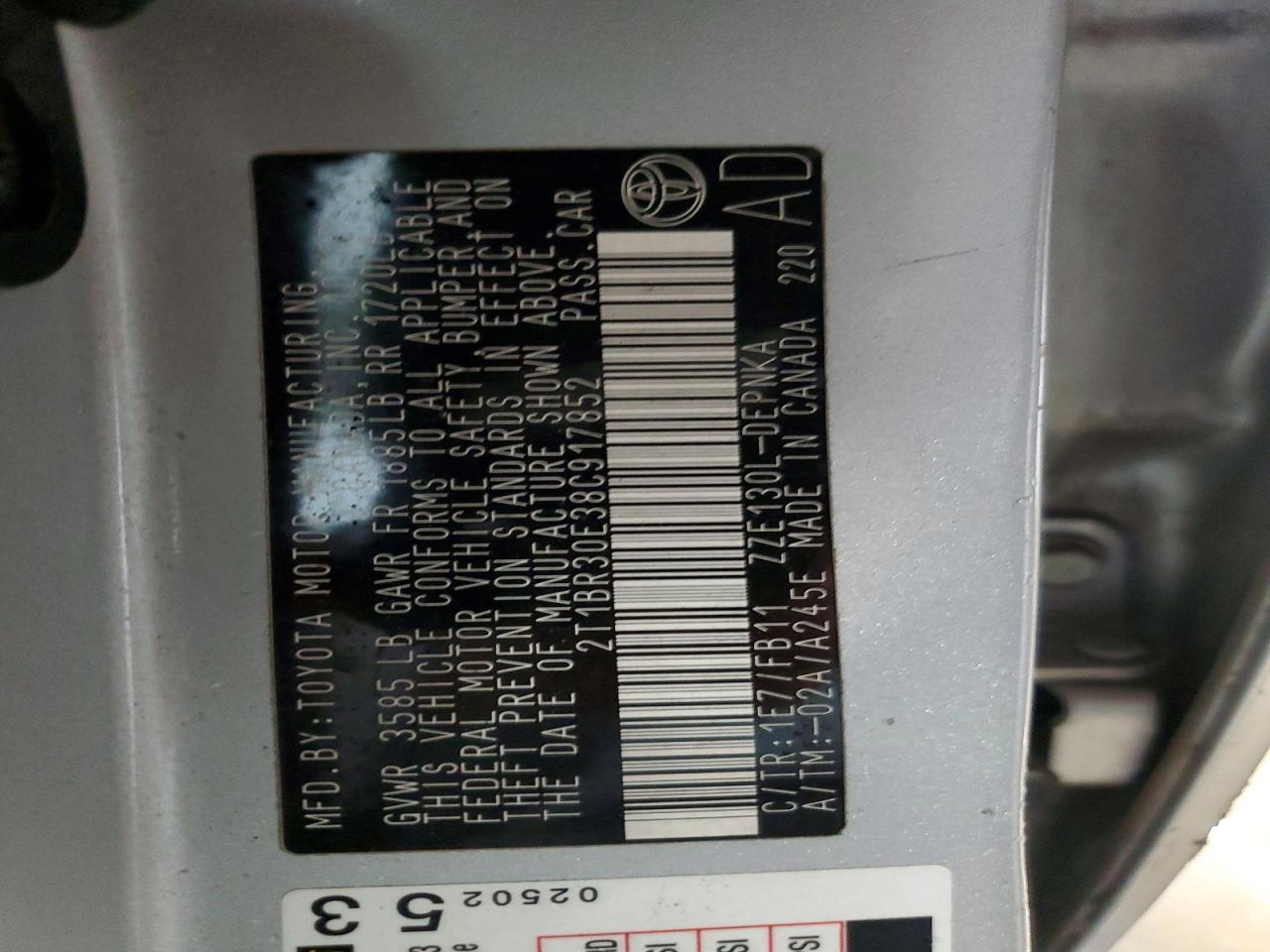 2008 TOYOTA COROLLA CE photo 12