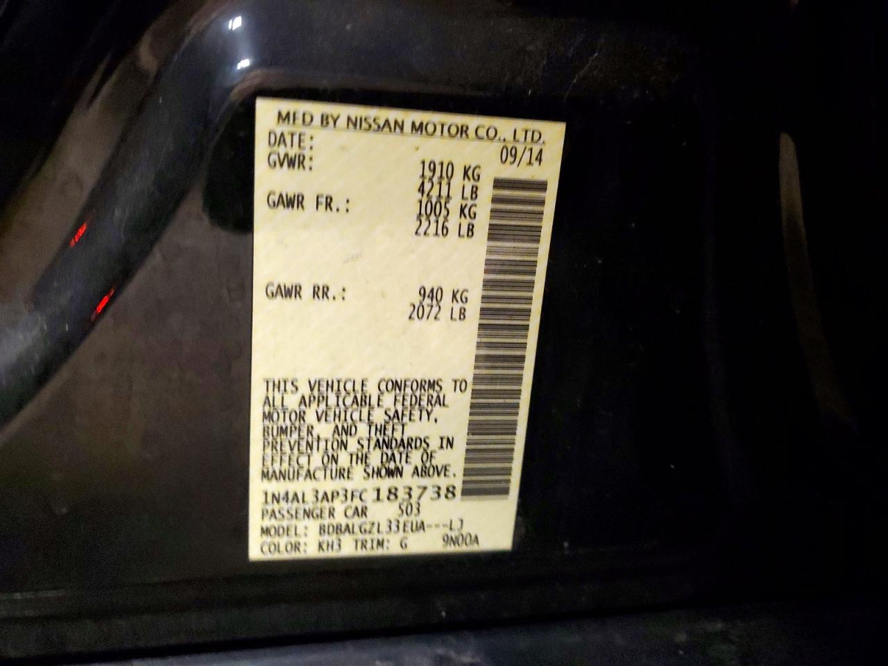 2015 NISSAN ALTIMA 2.5 photo 12