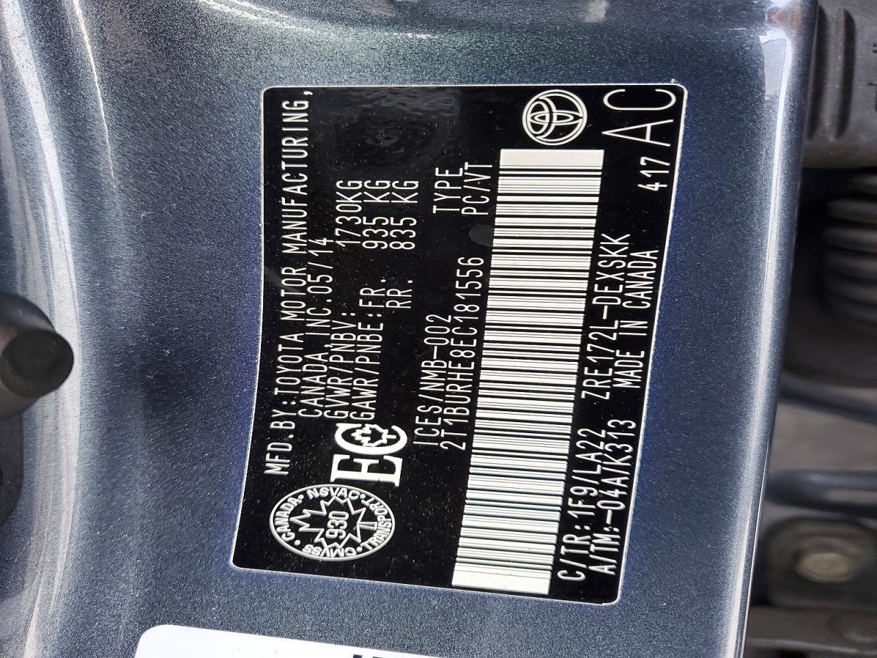 2014 TOYOTA COROLLA L photo 12