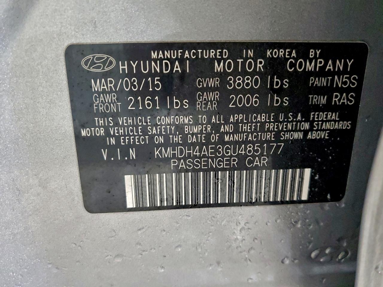 2016 HYUNDAI ELANTRA SE photo 12