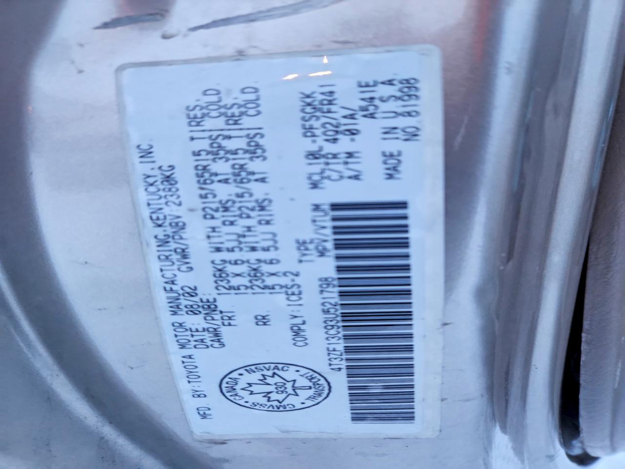 2003 TOYOTA SIENNA LE photo 13