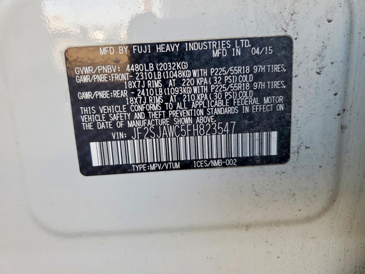2015 SUBARU FORESTER 2.5I TOURING photo 12