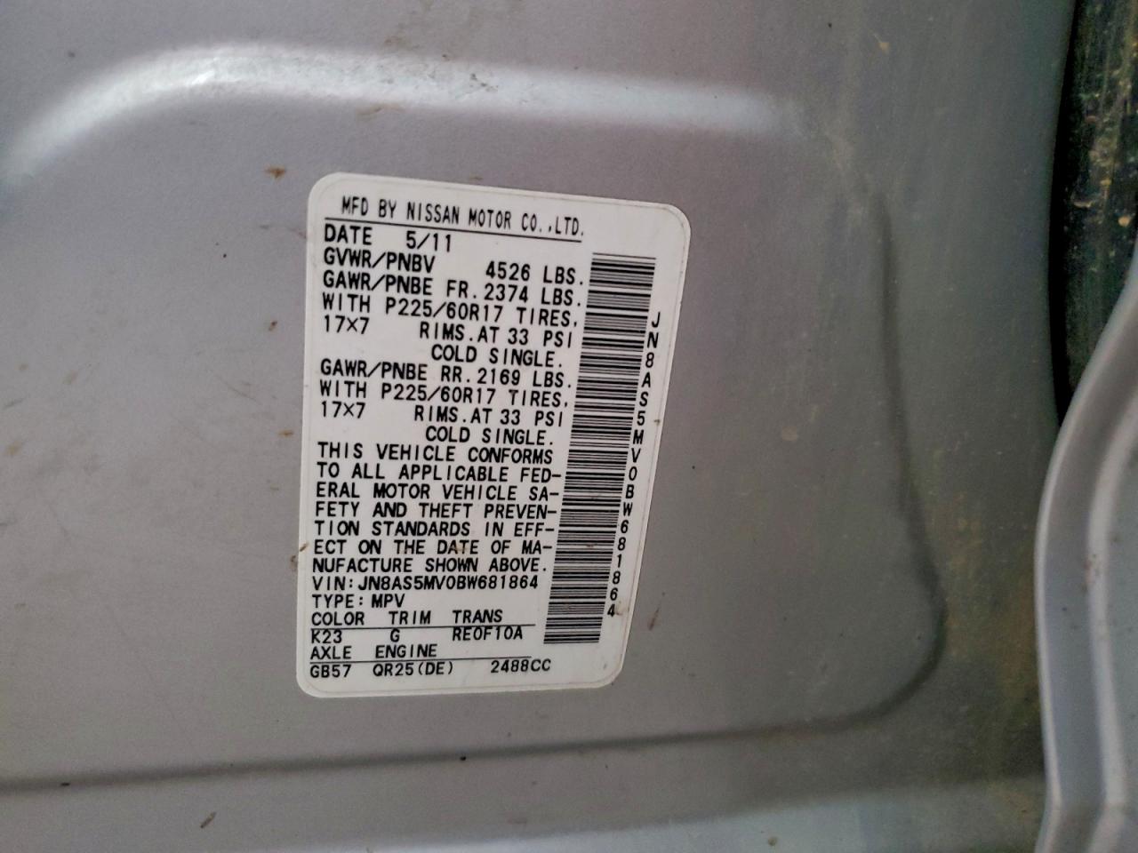 2011 NISSAN ROGUE S photo 37