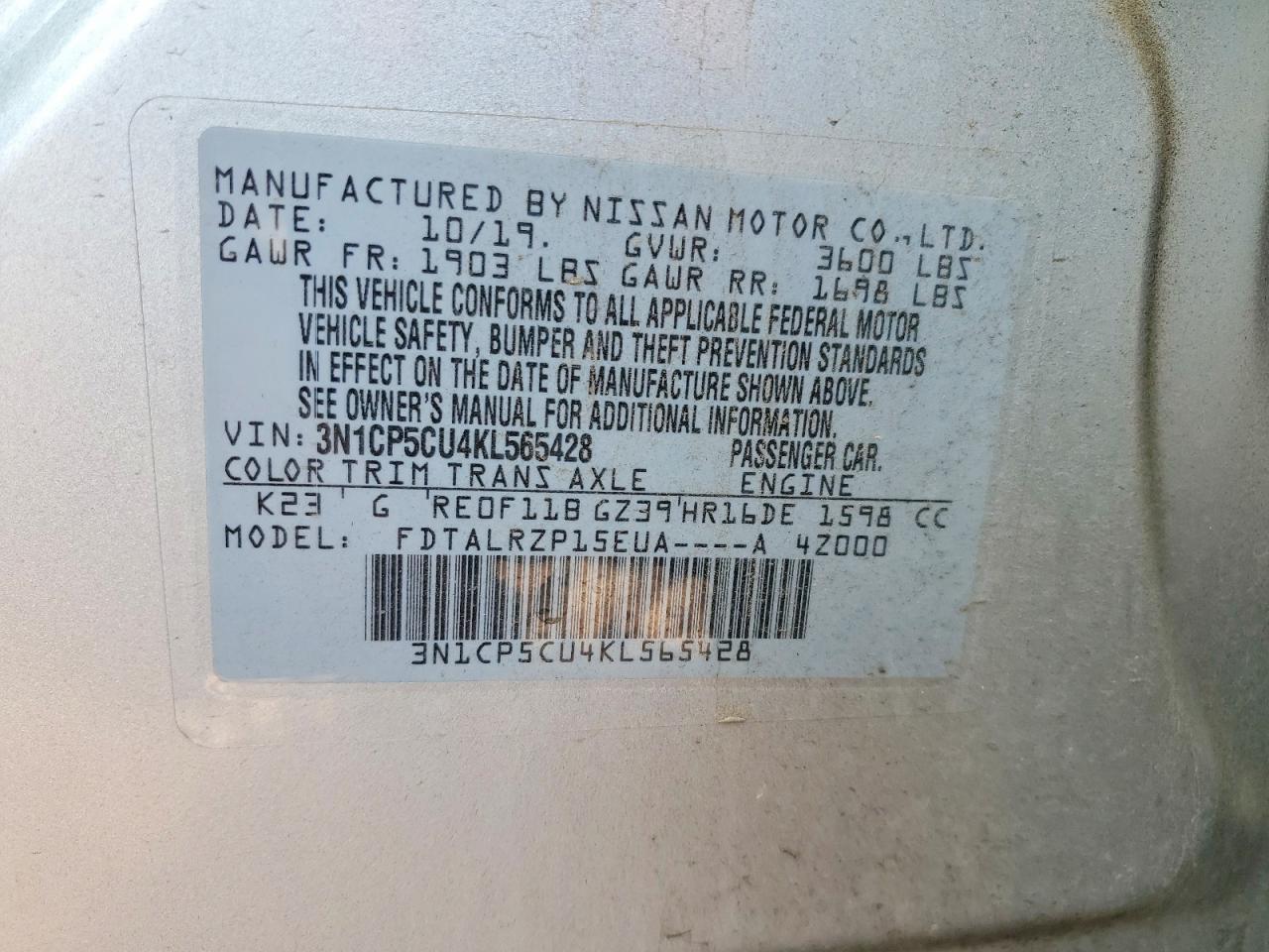 2019 NISSAN KICKS S photo 13