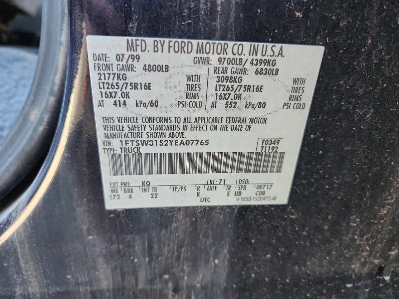 2000 FORD F350 SRW SUPER DUTY photo 13
