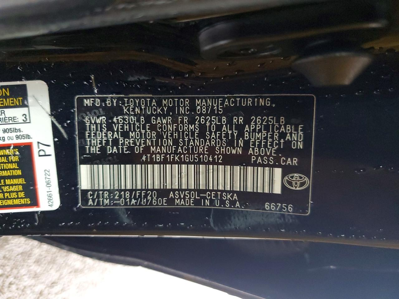2016 TOYOTA CAMRY LE photo 13