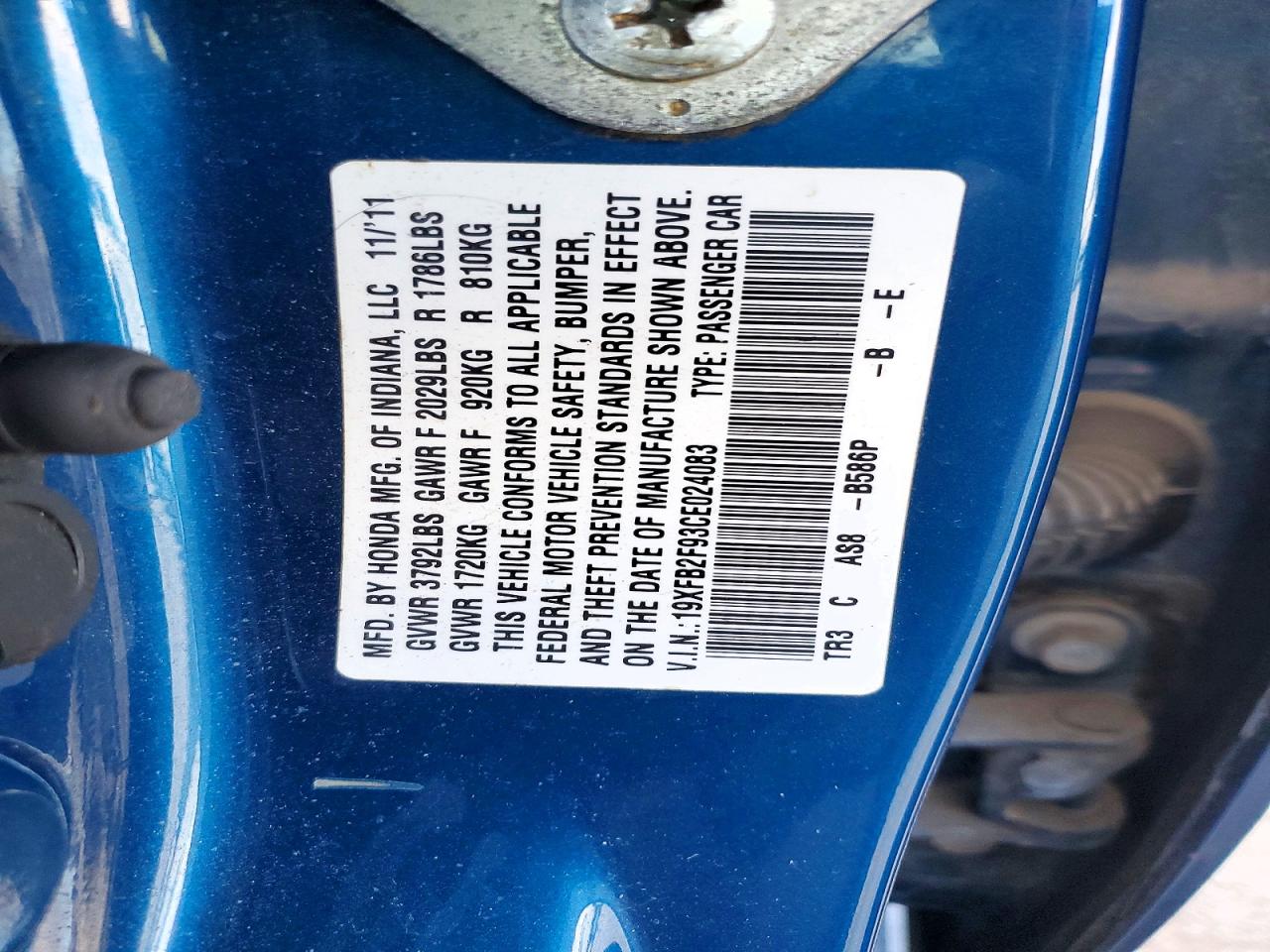 2012 HONDA CIVIC EXL photo 12