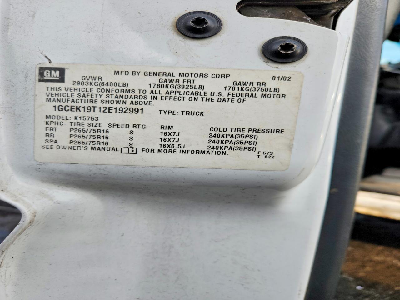 2002 CHEVROLET SILVERADO K1500 photo 12