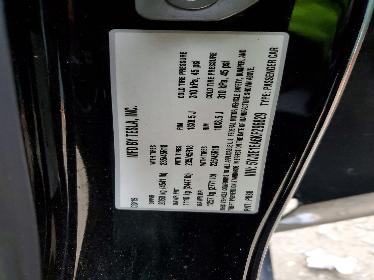 2019 TESLA MODEL 3 photo 12