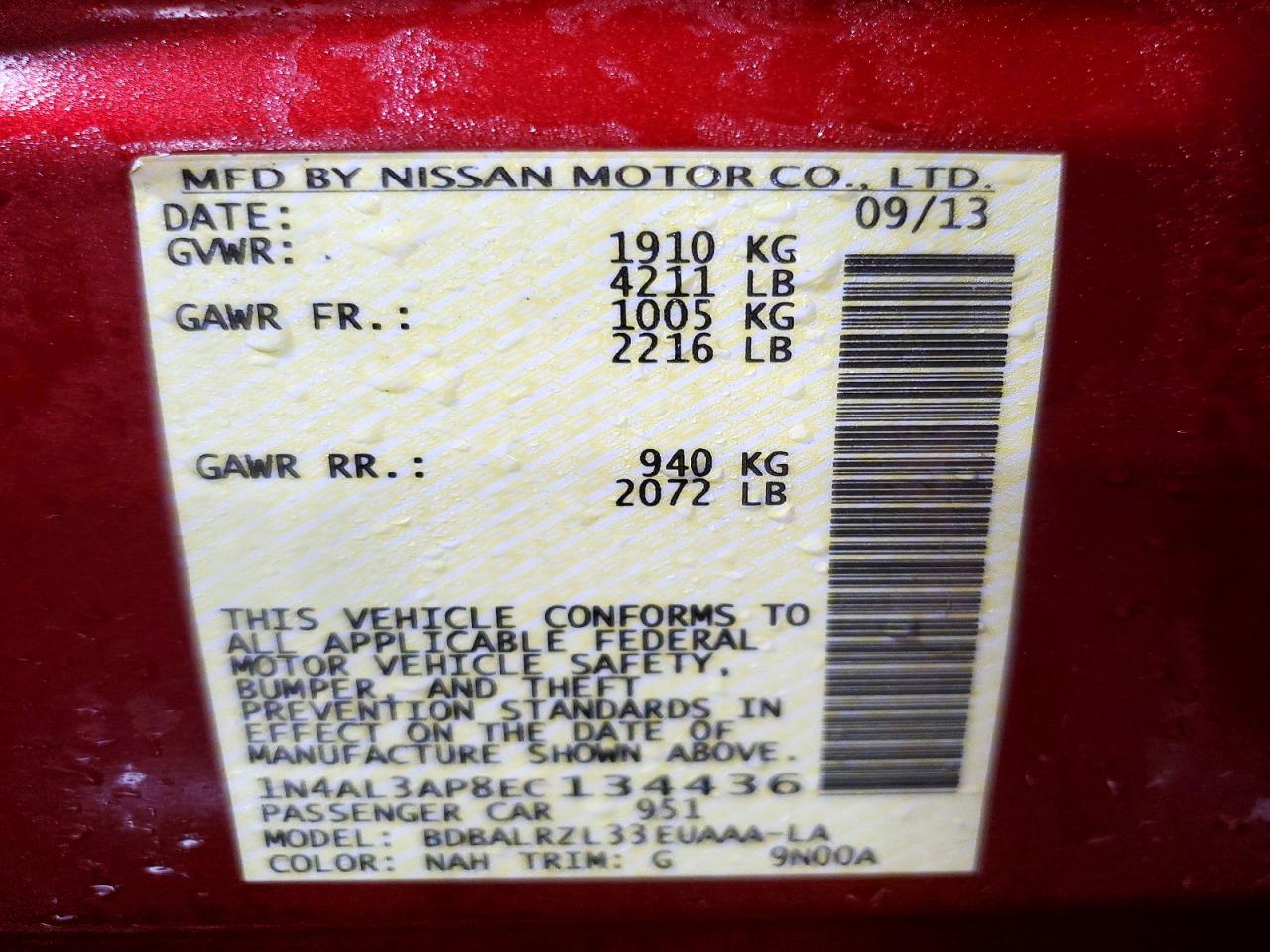2014 NISSAN ALTIMA 2.5 photo 13
