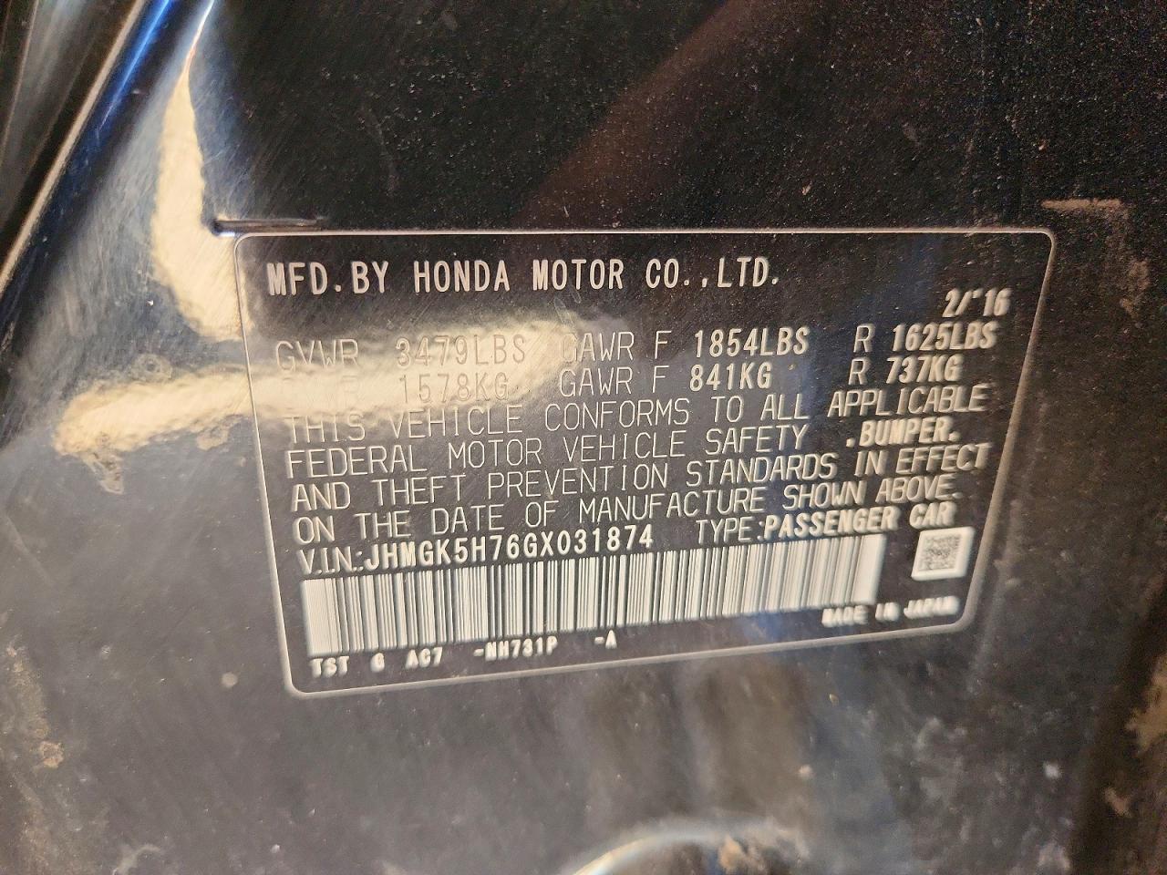 2016 HONDA FIT EX photo 13