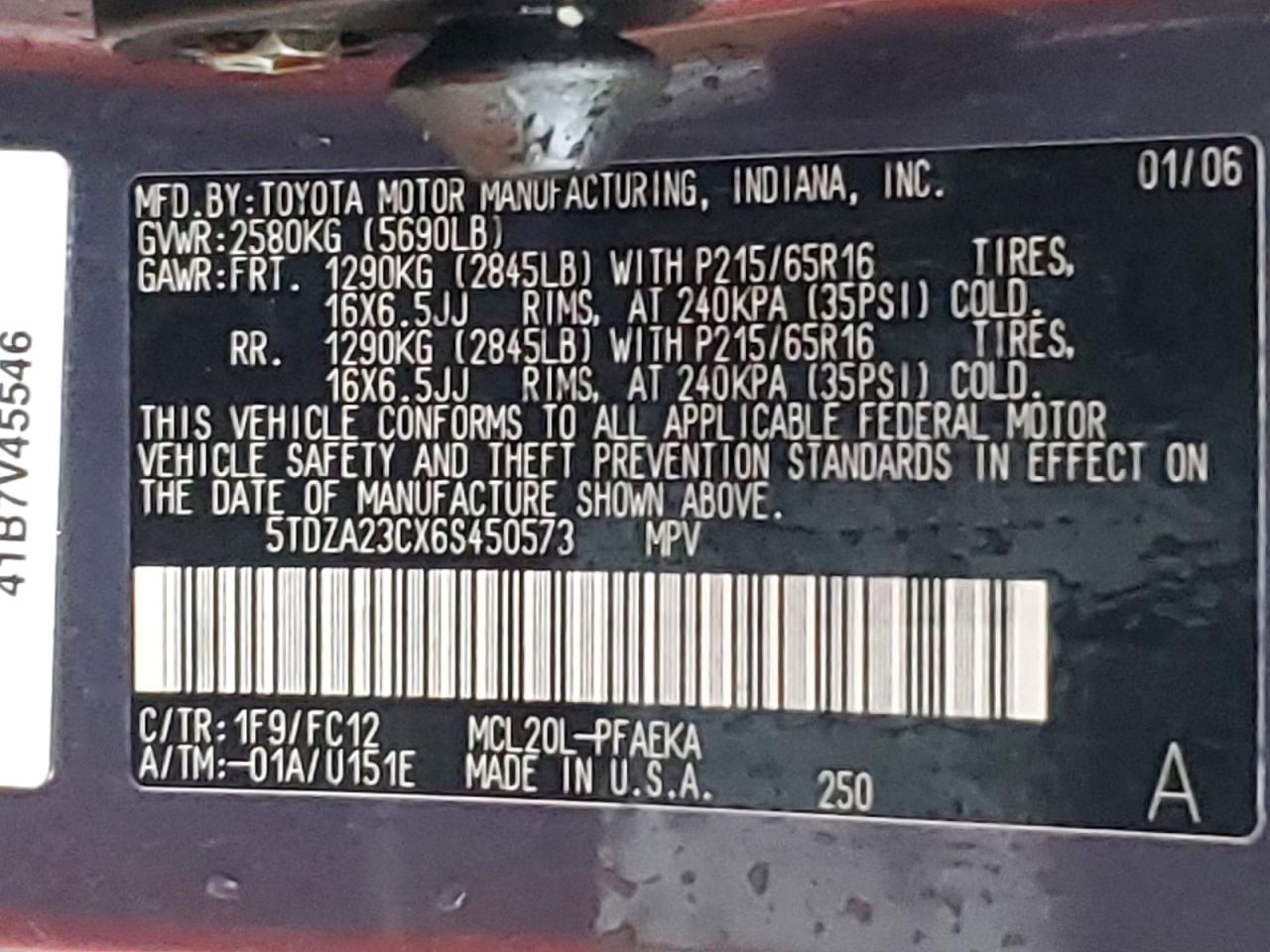 2006 TOYOTA SIENNA CE photo 14