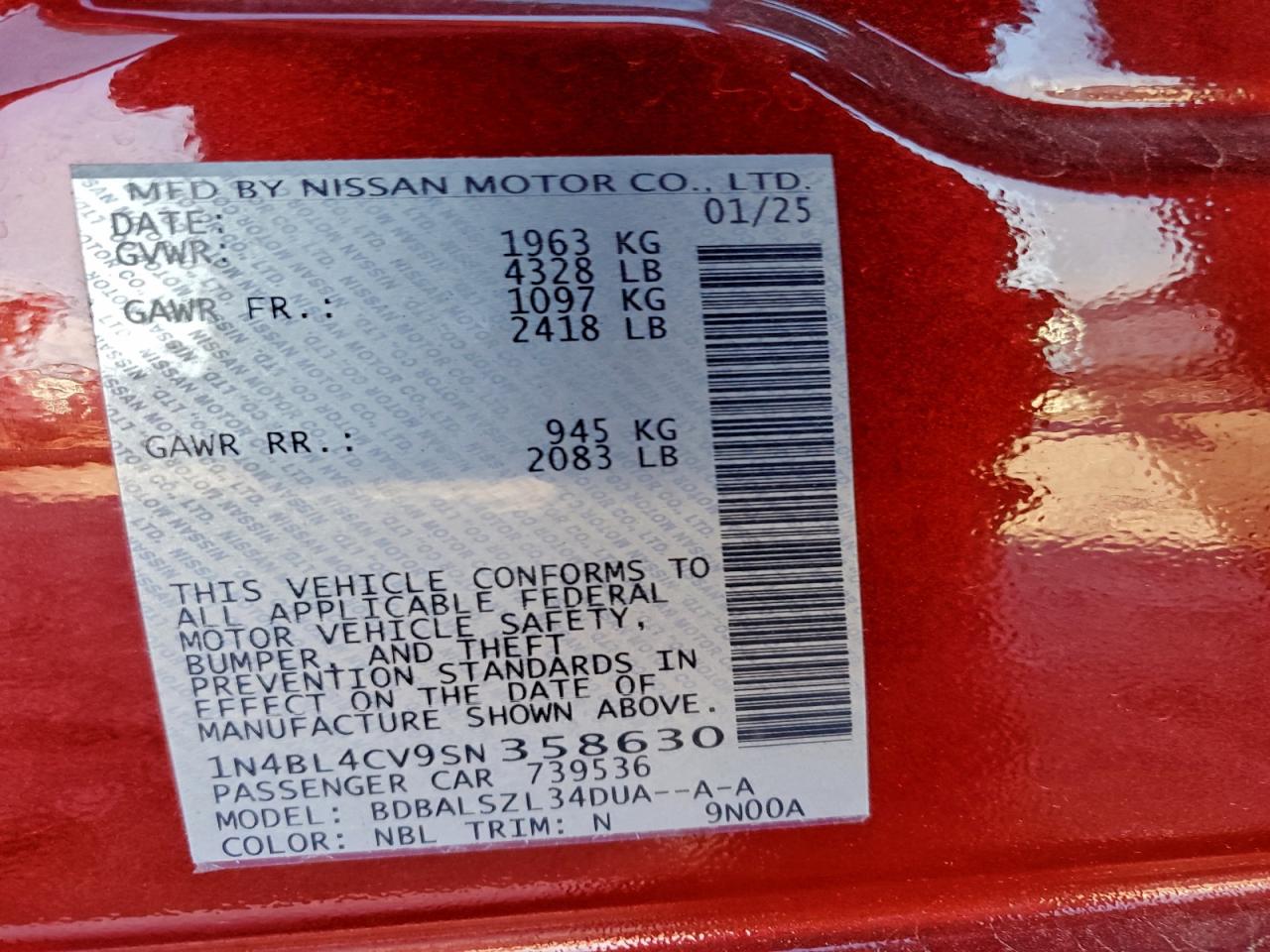 2025 NISSAN ALTIMA SR photo 12