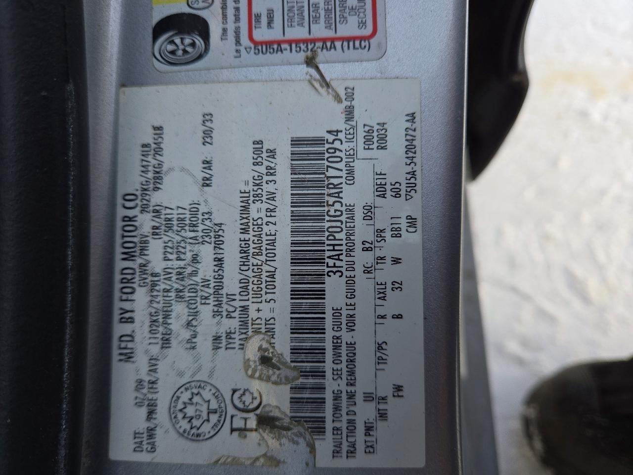 2010 FORD FUSION SEL photo 34