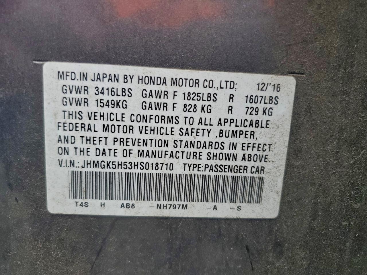 2017 HONDA FIT LX photo 13