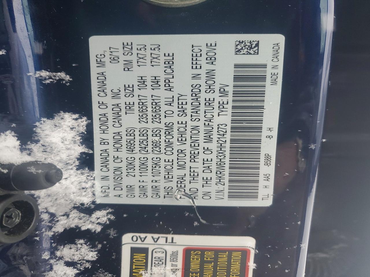 2017 HONDA CR-V LX photo 14