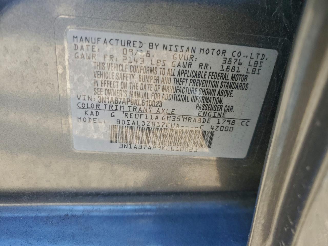 2019 NISSAN SENTRA S photo 12