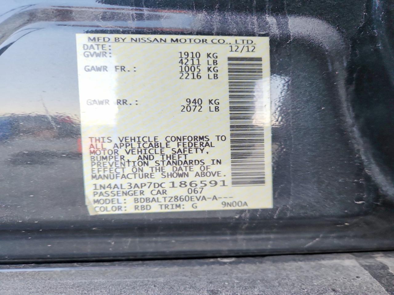 2013 NISSAN ALTIMA 2.5 photo 12