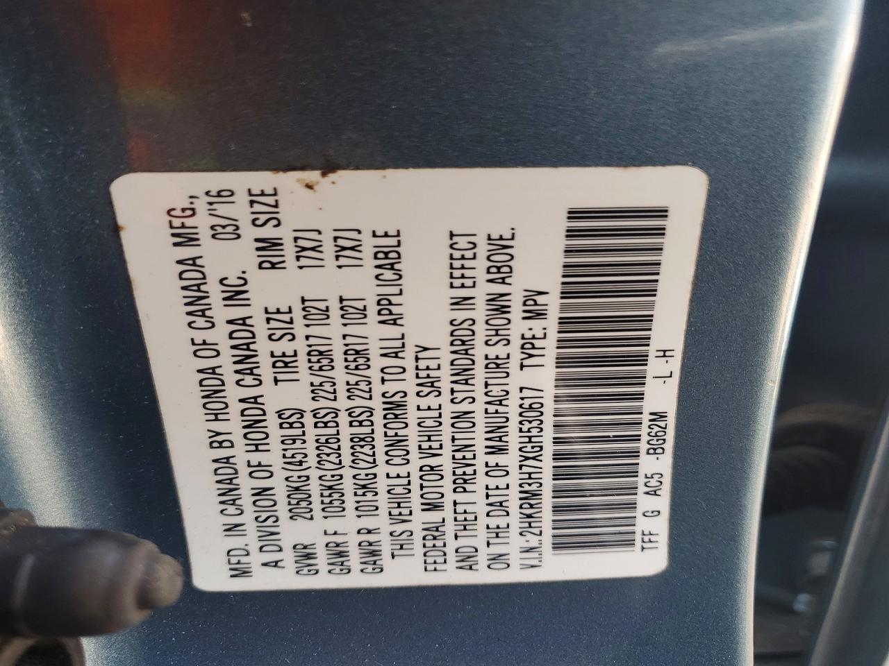 2016 HONDA CR-V EXL photo 14