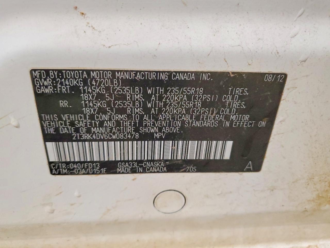 2012 TOYOTA RAV4 SPORT photo 13