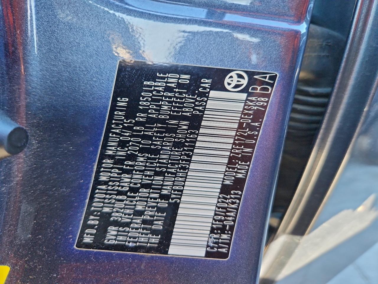 2015 TOYOTA COROLLA L photo 12