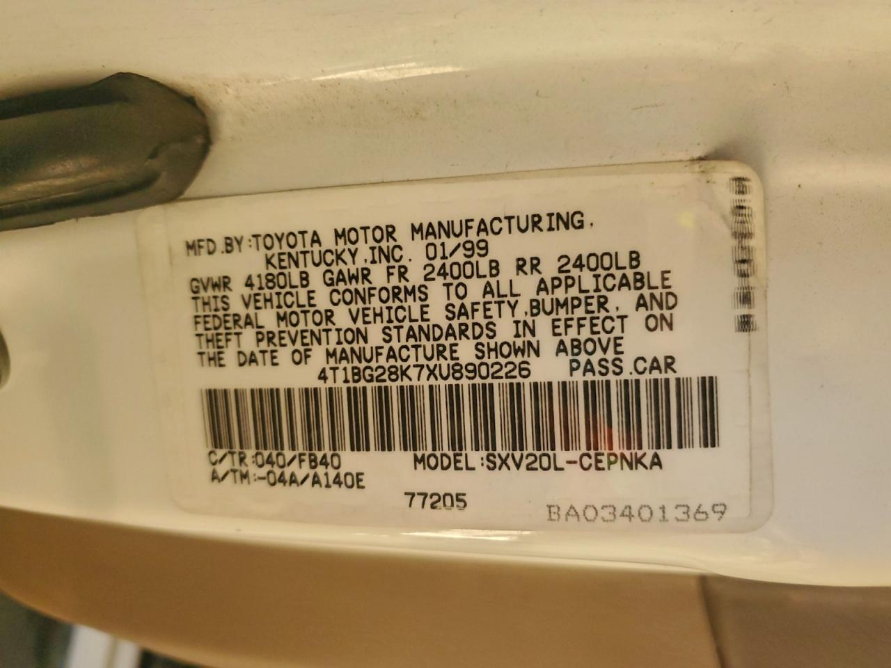 1999 TOYOTA CAMRY CE photo 12