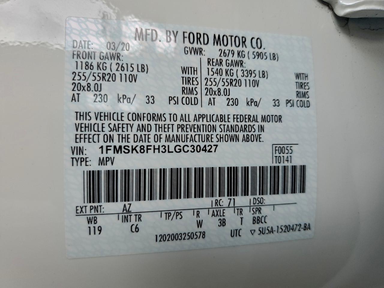 2020 FORD EXPLORER LIMITED photo 14