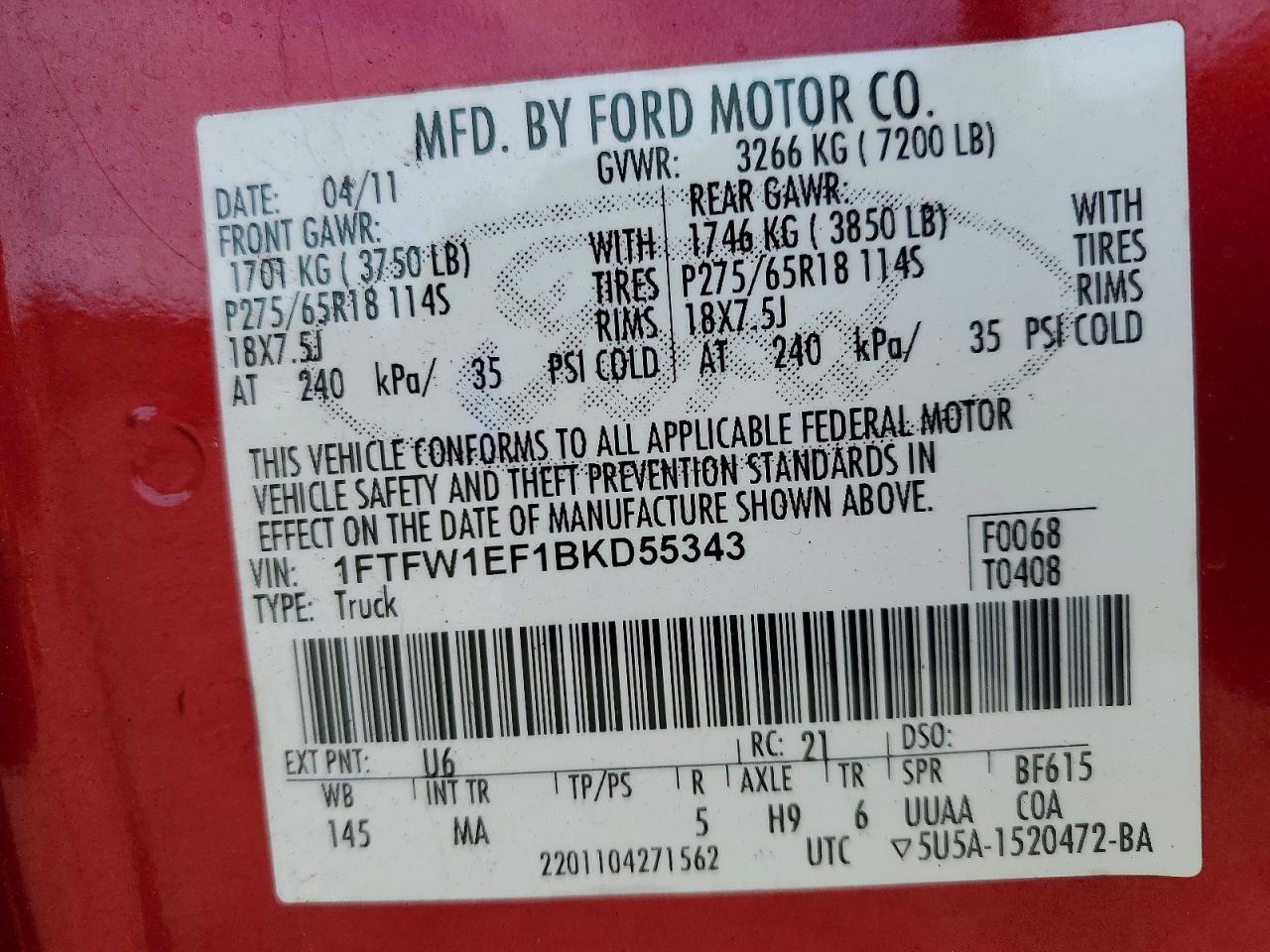 2011 FORD F150 SUPERCREW photo 12