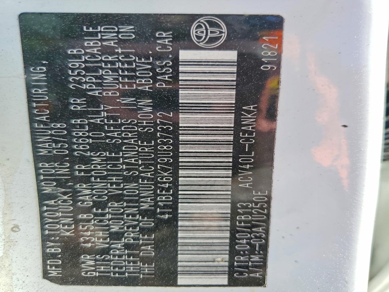 2009 TOYOTA CAMRY BASE photo 12