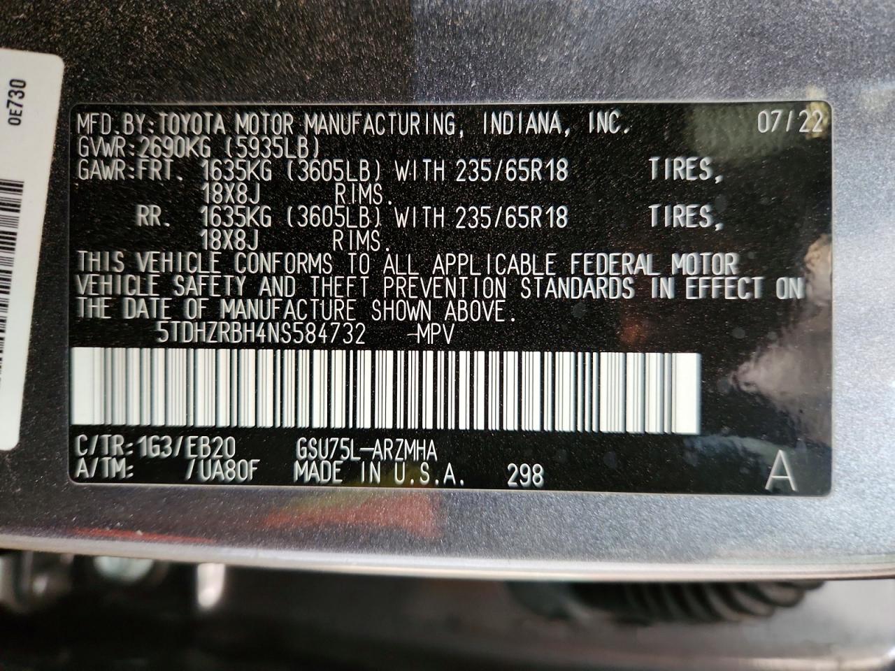 2022 TOYOTA HIGHLANDER XLE photo 14