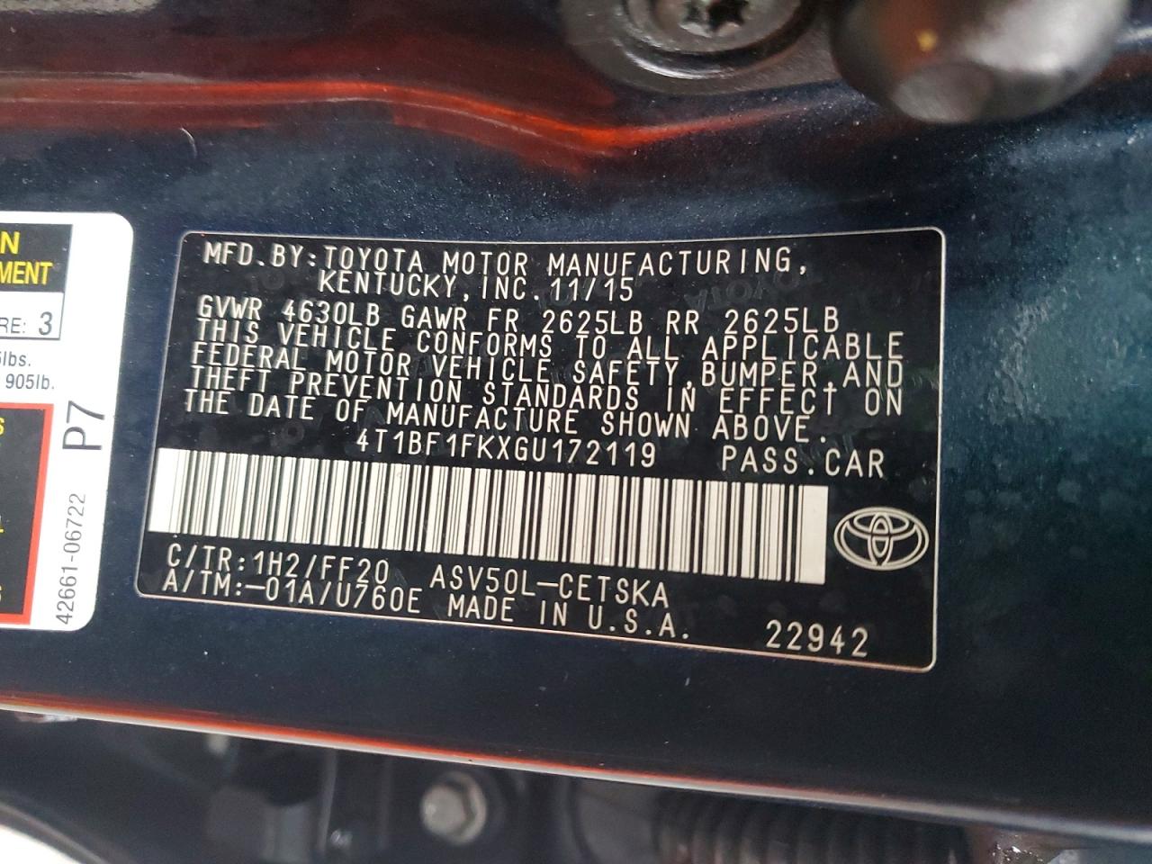 2016 TOYOTA CAMRY LE photo 12