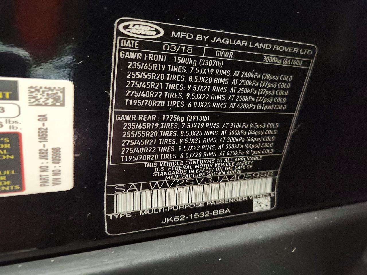2018 LAND ROVER RANGE ROVER SPORT HSE DYNAMIC photo 13