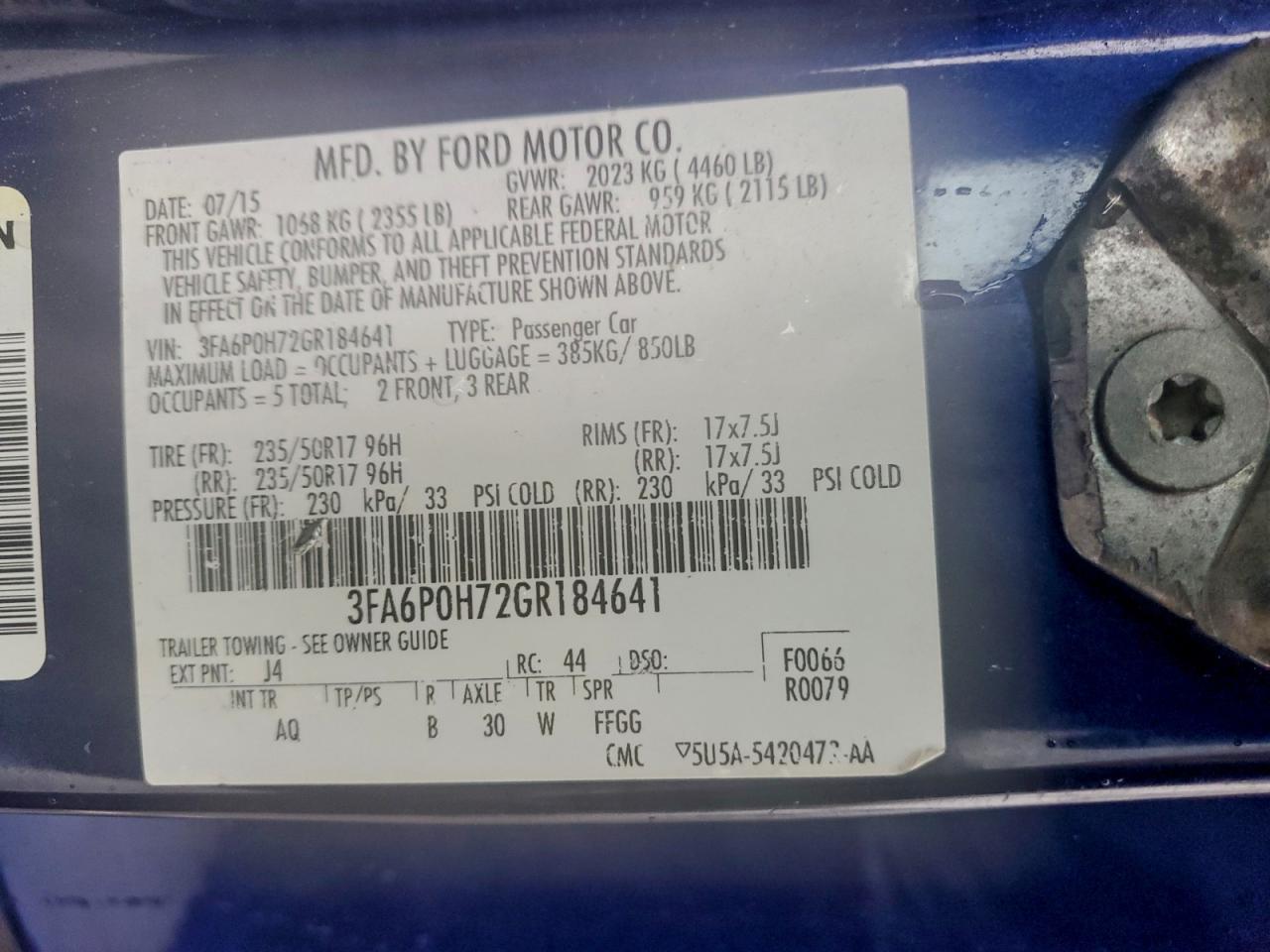 2016 FORD FUSION SE photo 12