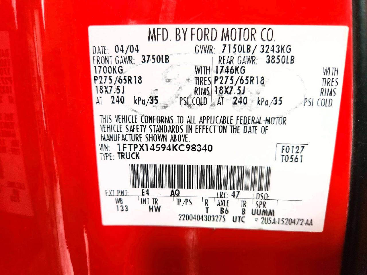 2004 FORD F150 photo 23