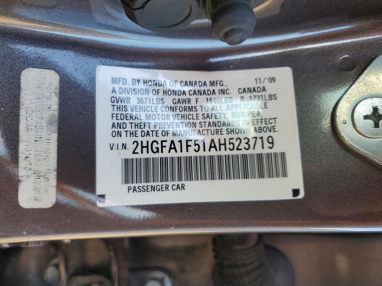 2010 HONDA CIVIC LX photo 12