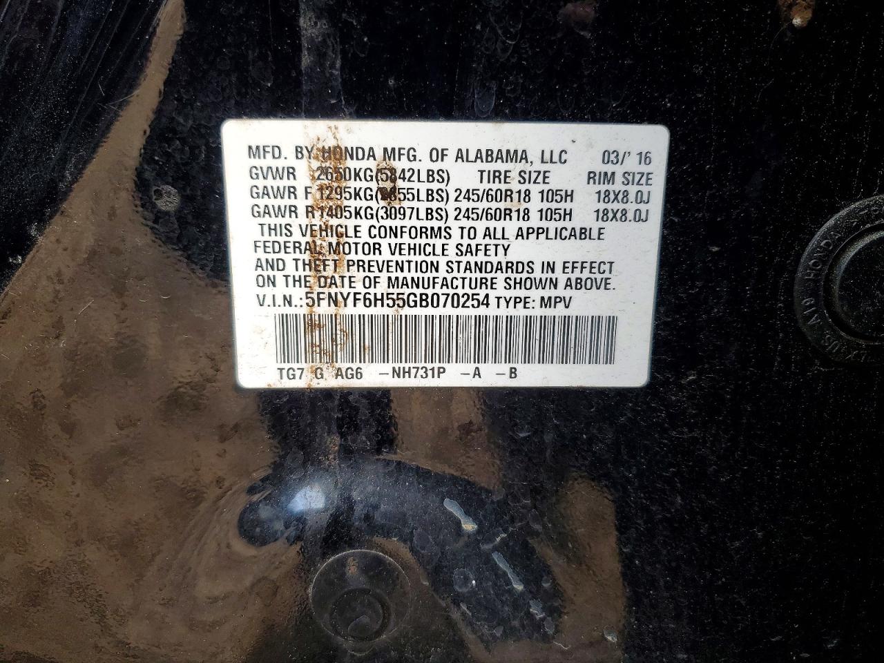 2016 HONDA PILOT EXL photo 13