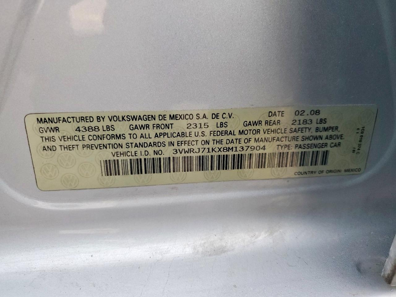 2008 VOLKSWAGEN JETTA WOLFSBURG photo 13
