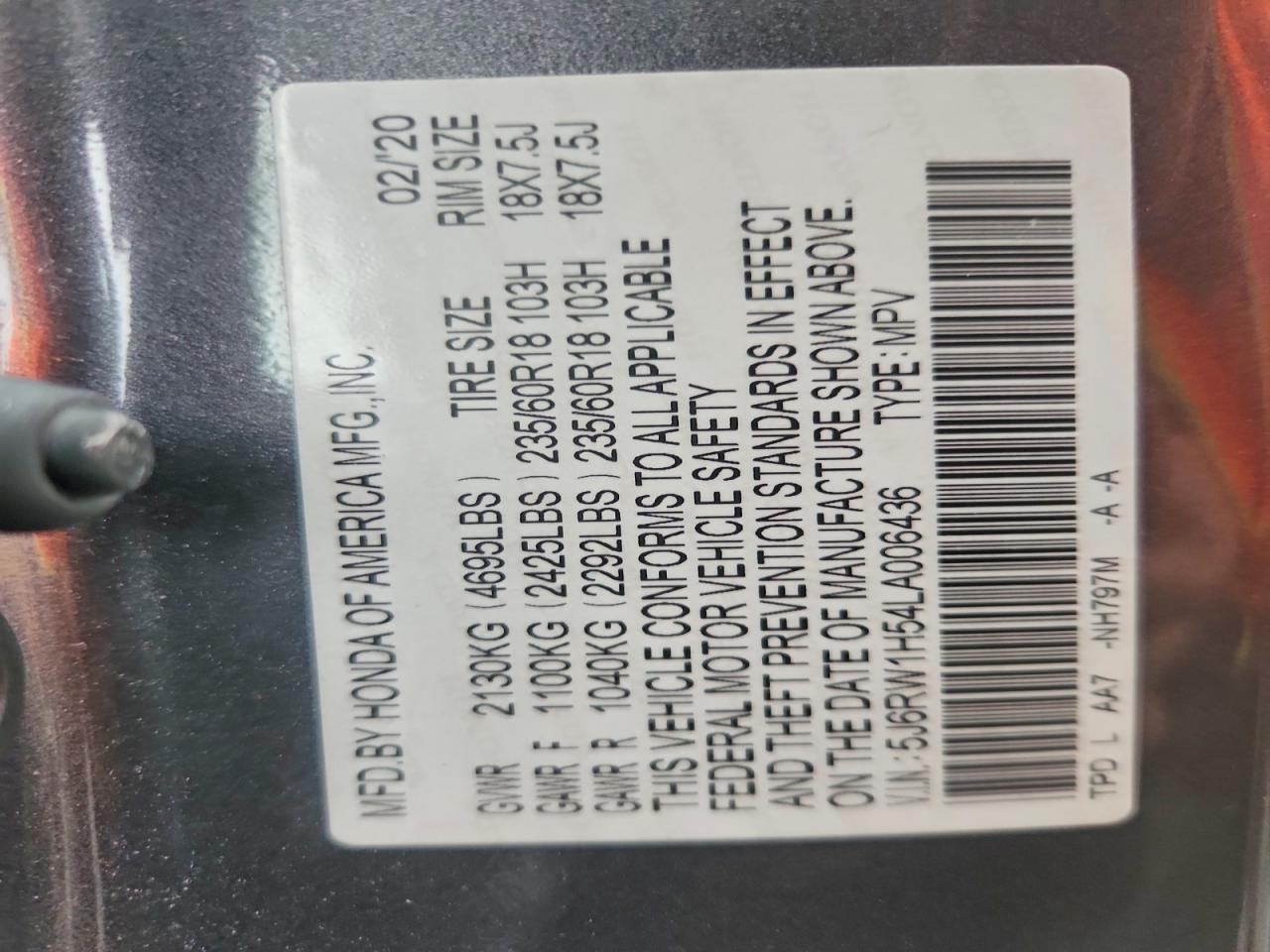 2020 HONDA CR-V EX photo 12