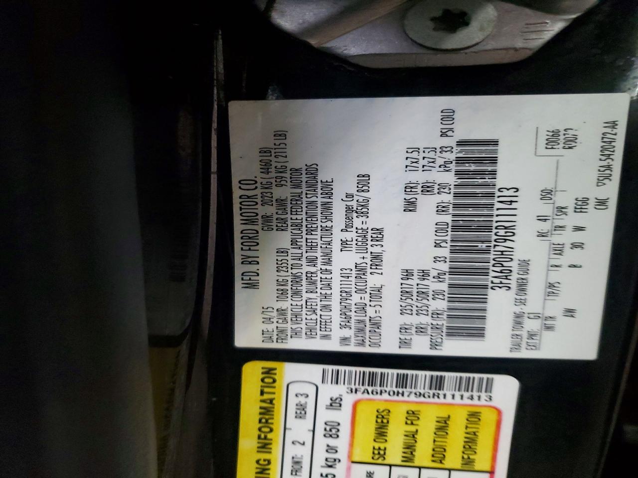 2016 FORD FUSION SE photo 23