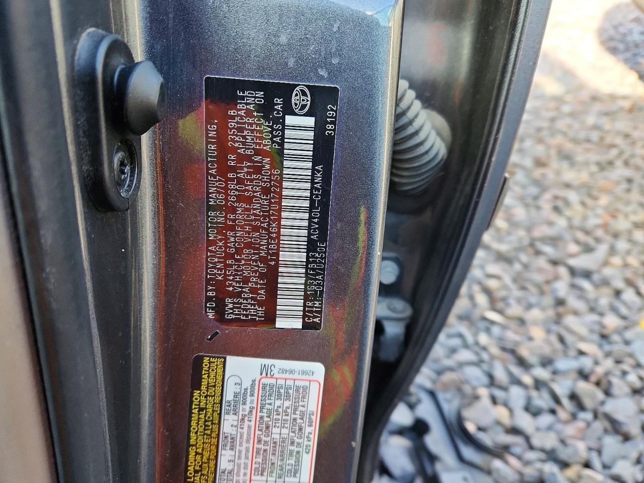 2007 TOYOTA CAMRY CE photo 13