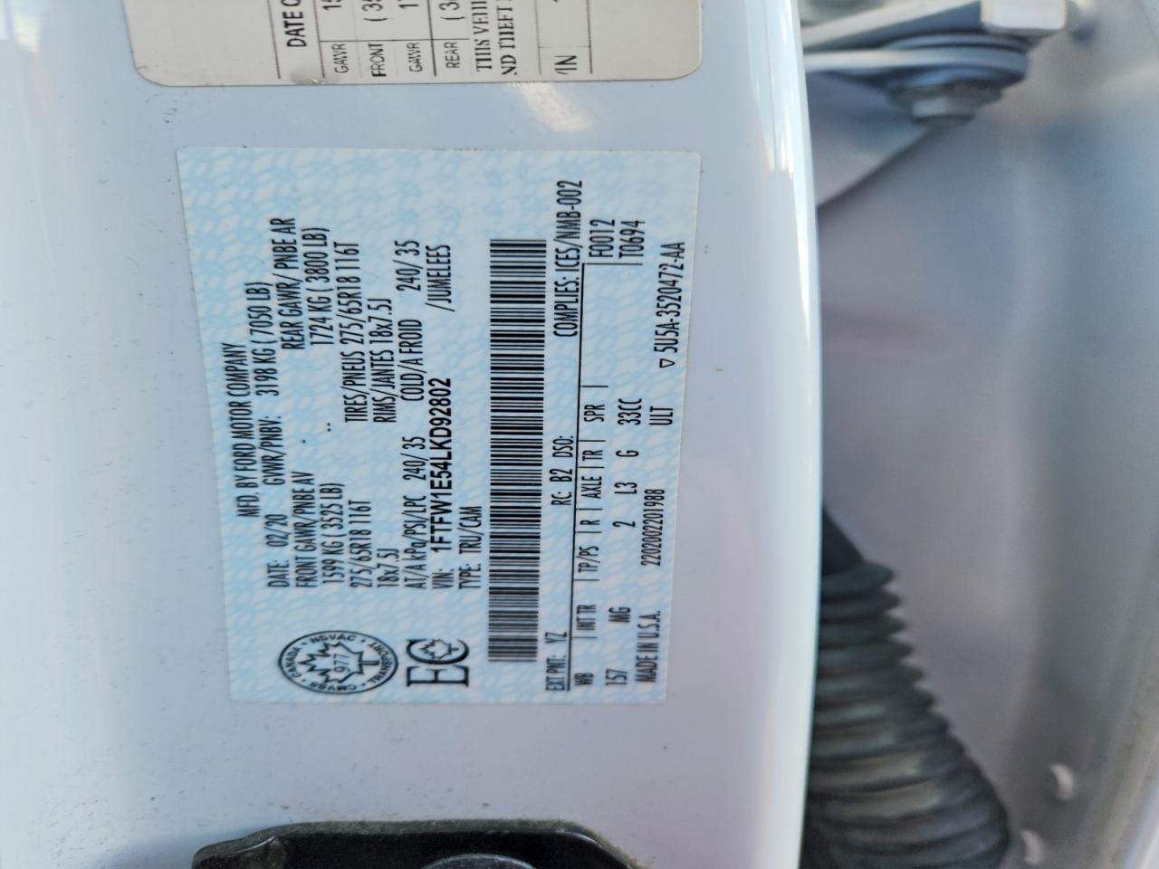 2020 FORD F150 SUPERCREW photo 12