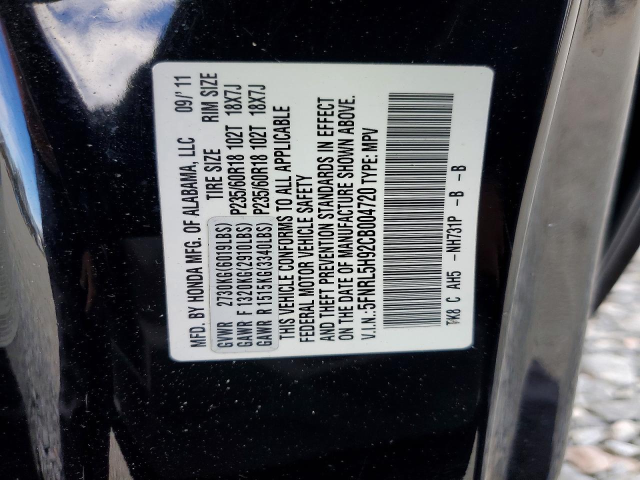 2012 HONDA ODYSSEY TOURING photo 13
