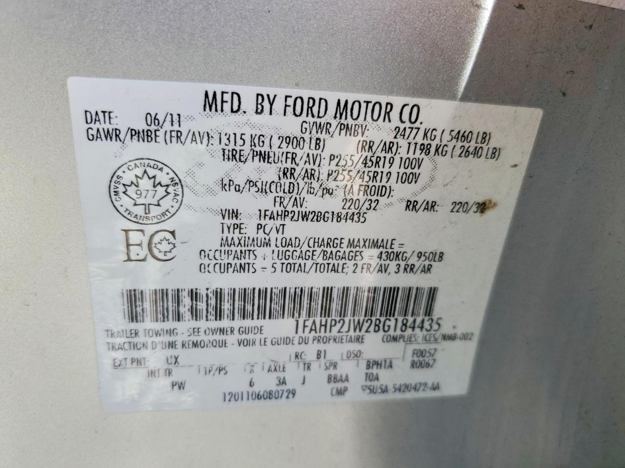 2011 FORD TAURUS LIMITED photo 12