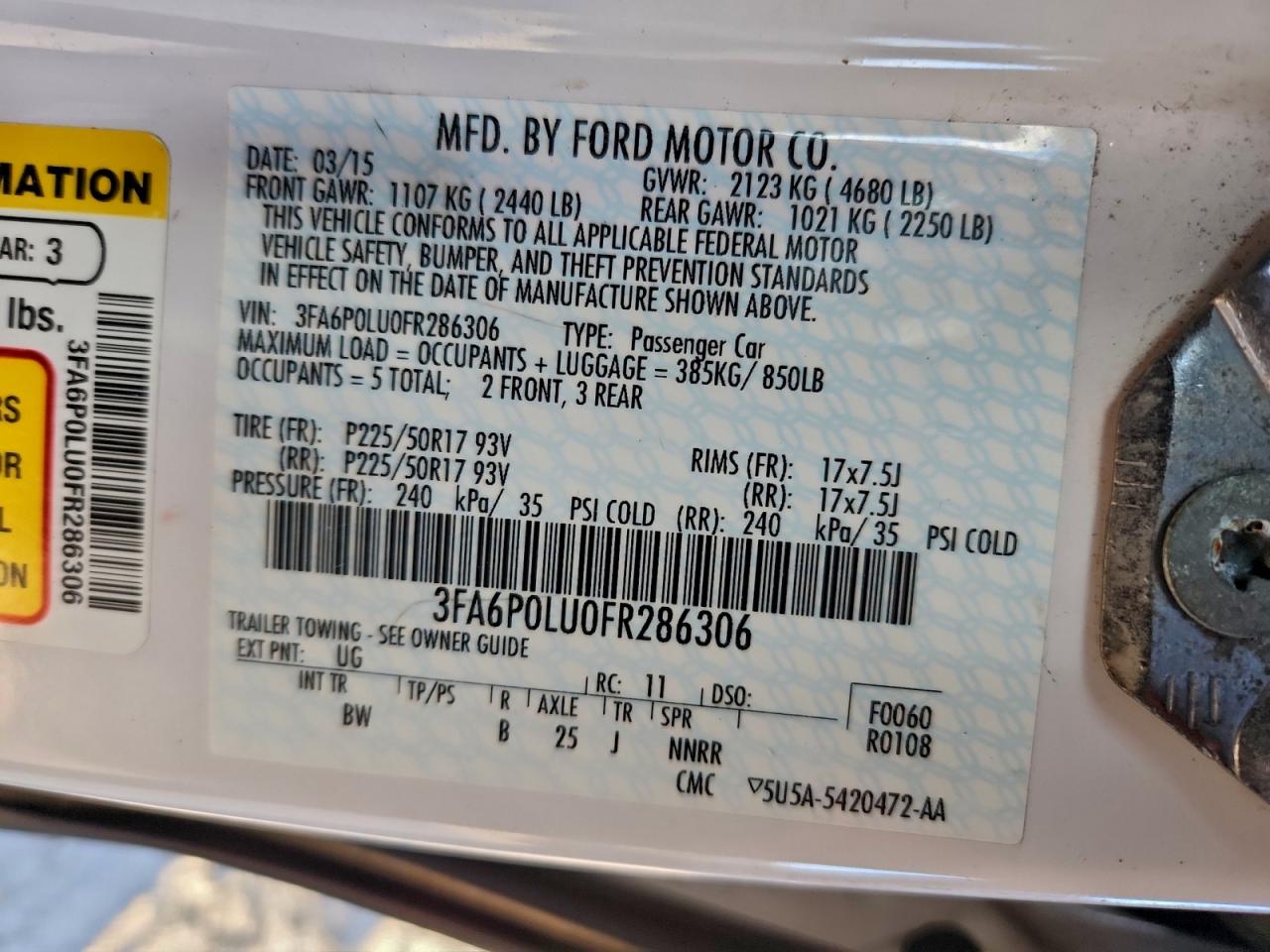 2015 FORD FUSION SE HYBRID photo 12