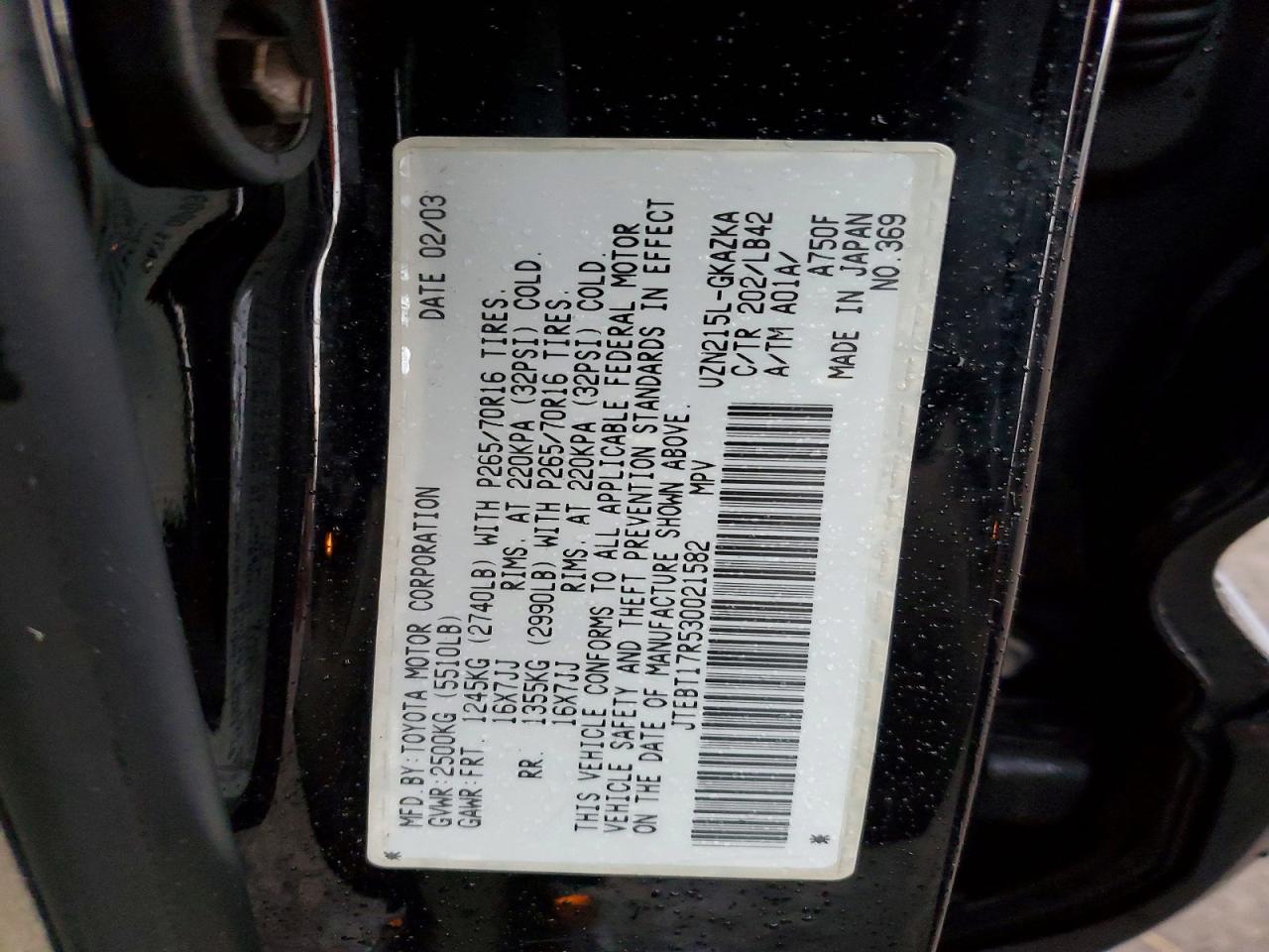 2003 TOYOTA 4RUNNER LIMITED photo 12