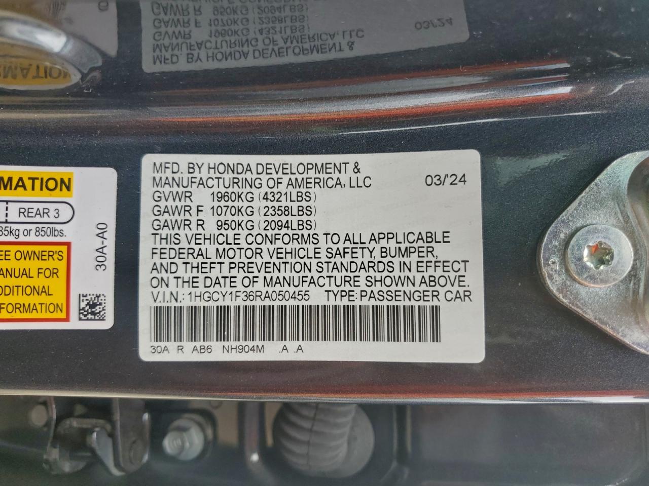 2024 HONDA ACCORD EX photo 12