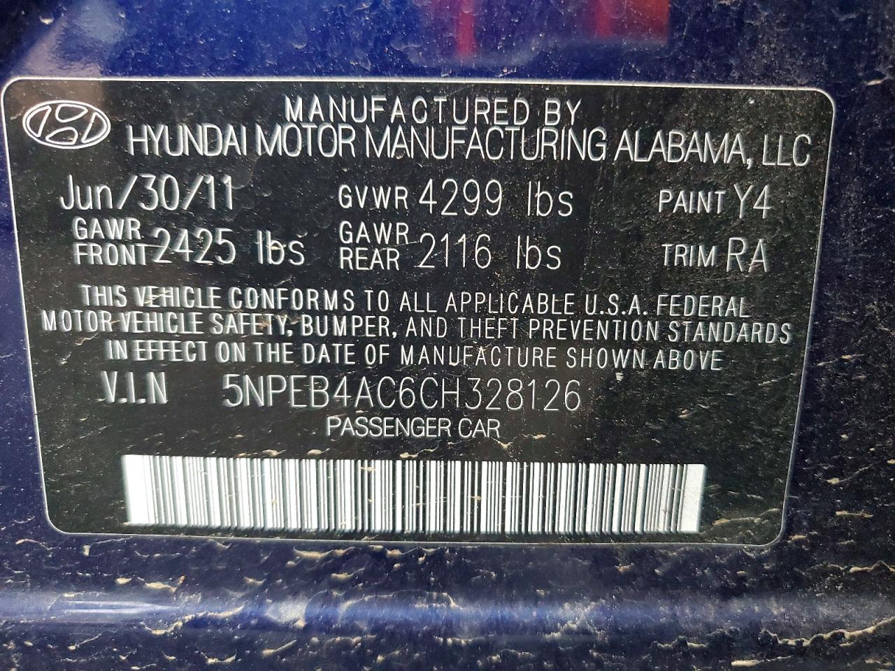 2012 HYUNDAI SONATA GLS photo 12
